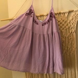 purple flowy tank